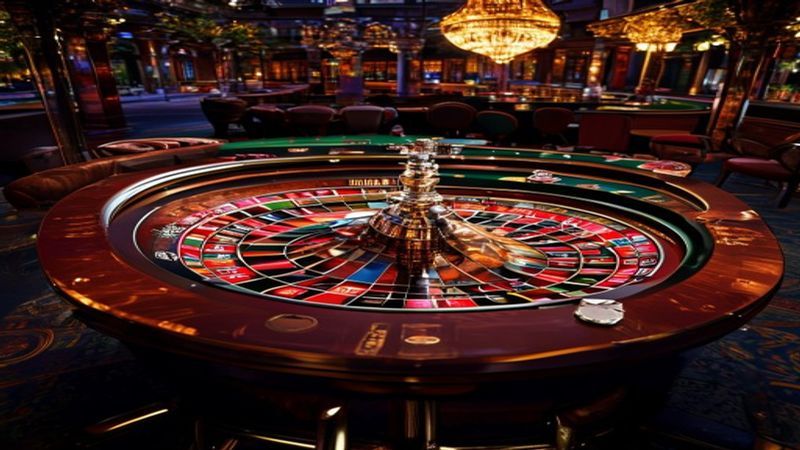 Bánh xe roulette châu Âu tại sảnh casino HUTBET
